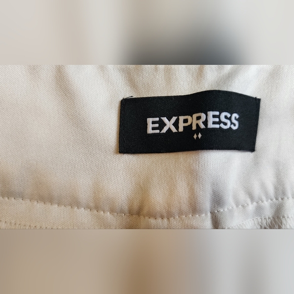Express Linen Shorts Womens 4 Low Rise White Blue Striped Pockets Belt Loop F18 - Picture 11 of 13